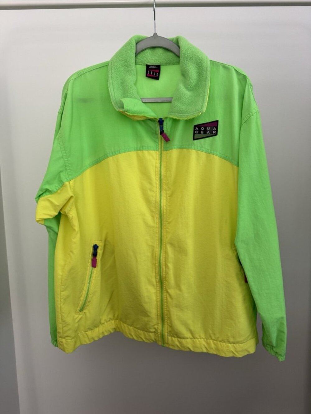 Vintage Nike Aqua Gear Jacket Men's Large Neon Green Yellow Full Zip